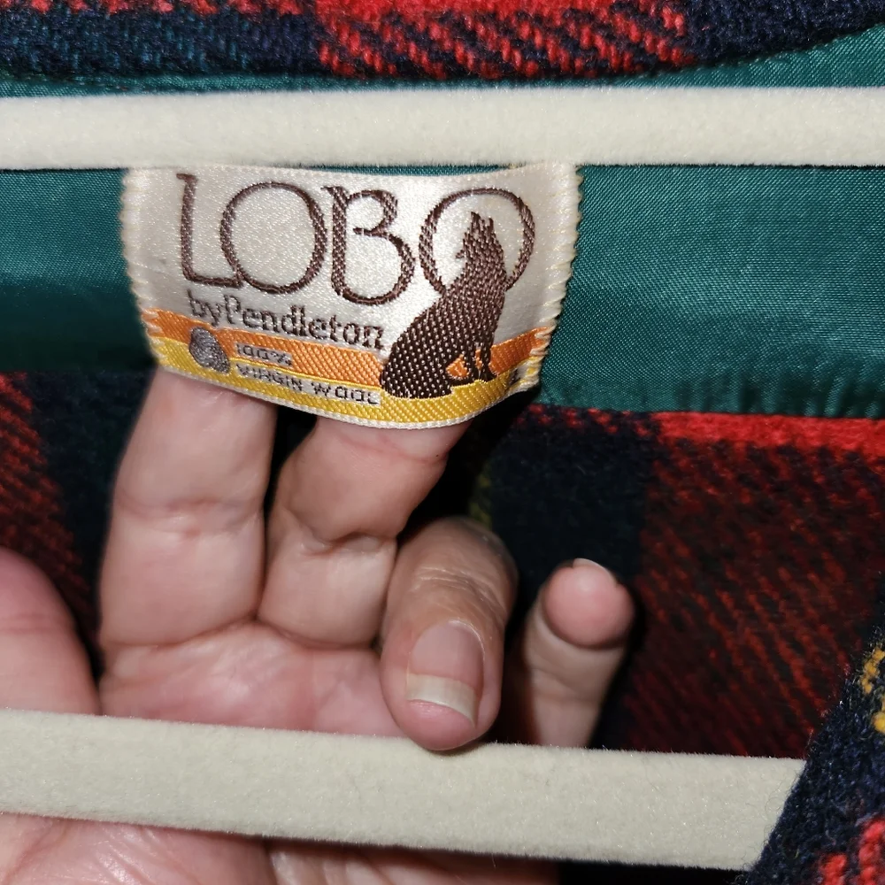 Pendleton LOBO Virgin Wool Plaid Button Down Shirt Jacket Shacket Vtg 1970s L